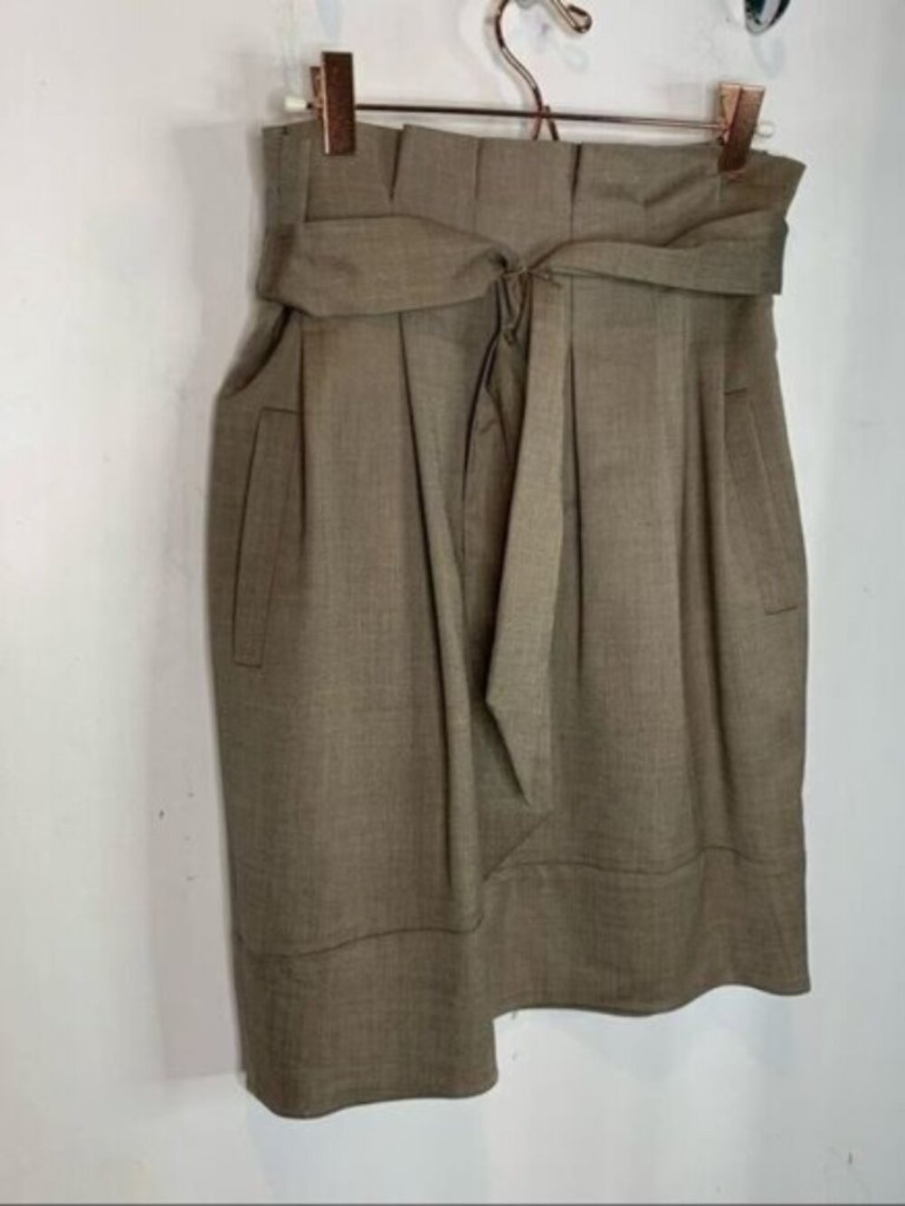 wool blend paper bag mini skirt